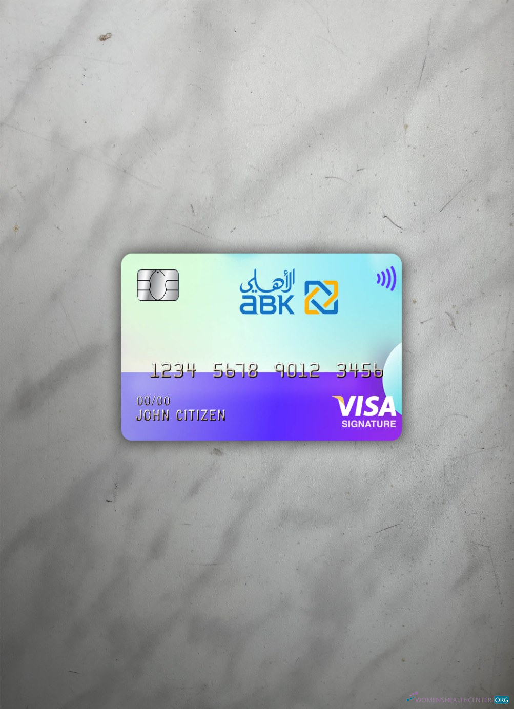 Download Egypt Al Ahli Bank of Kuwait visa signature photolook front Photoshop template